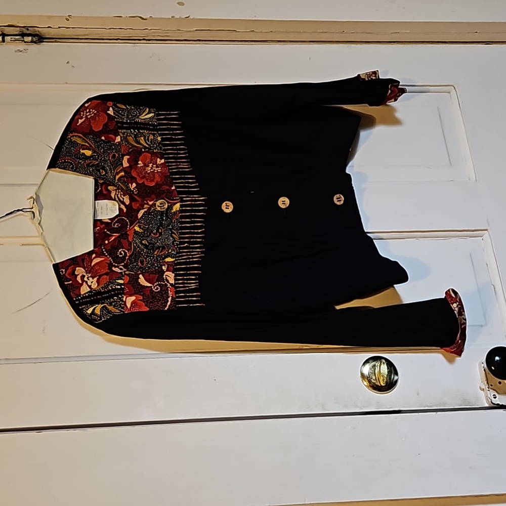 Carole Little ladies size 12 Blouses with beaded trim in black with red accents